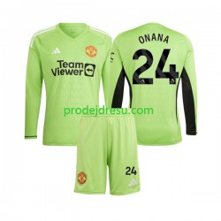 Manchester United Dresy Fotbal Andre Onana 24 Brankářské Dětský Domácí 2023-2024 Dlouhý rukáv