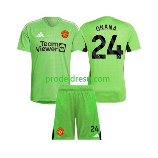 Manchester United Dresy Fotbal Andre Onana 24 Brankářské Dětský Domácí 2023-2024 Krátký rukáv