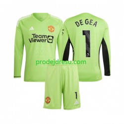 Manchester United Dresy Fotbal De Gea 1 Brankářské Dětský Domácí 2023-2024 Dlouhý rukáv