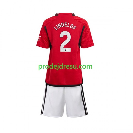 Manchester United Dresy Fotbal Lindelof 2 Dětský Domácí 2023-2024 Krátký rukáv