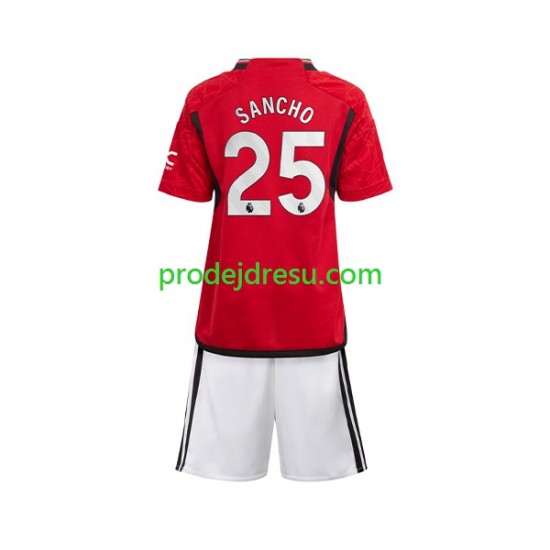 Manchester United Dresy Fotbal Sancho 25 Dětský Domácí 2023-2024 Krátký rukáv