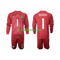 Maroko Dresy Fotbal Yassine Bounou 1 Brankářské Dětský Domácí 2022 Dlouhý rukáv