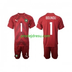 Maroko Dresy Fotbal Yassine Bounou 1 Brankářské Dětský Domácí 2022 Krátký rukáv