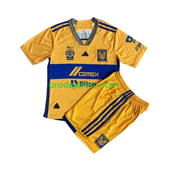 Tigres UANL Dresy Fotbal Dětský Domácí 2023-2024 Krátký rukáv