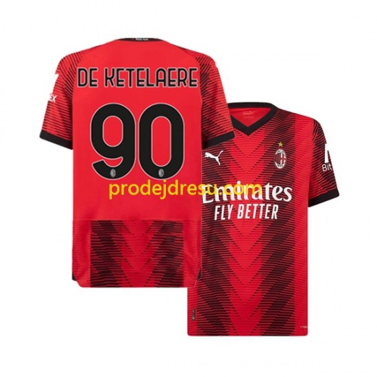 AC Milán Dresy Fotbal Charles De Ketelaere 90 Muž Domácí 2023-2024 Krátký rukáv