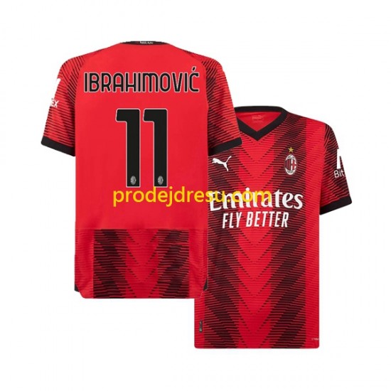 AC Milán Dresy Fotbal Ibrahimović 11 Muž Domácí 2023-2024 Krátký rukáv