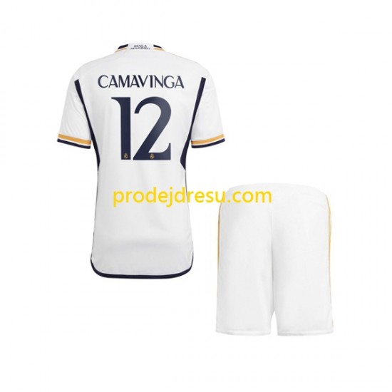 Real Madrid Dresy Fotbal Camavinga 12 Dětský Domácí 2023-2024 Krátký rukáv