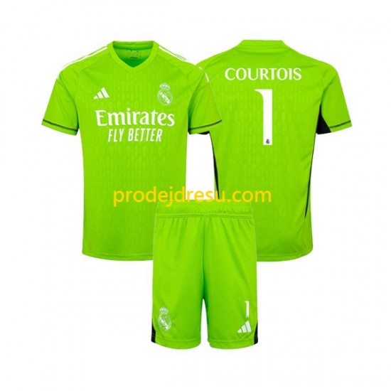 Real Madrid Dresy Fotbal Thibaut Courtois 1 Brankářské Dětský Domácí 2023-2024 Krátký rukáv