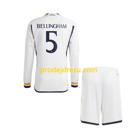 Real Madrid Dresy Fotbal Jude Bellingham 5 Dětský Domácí 2023-2024 Dlouhý rukáv
