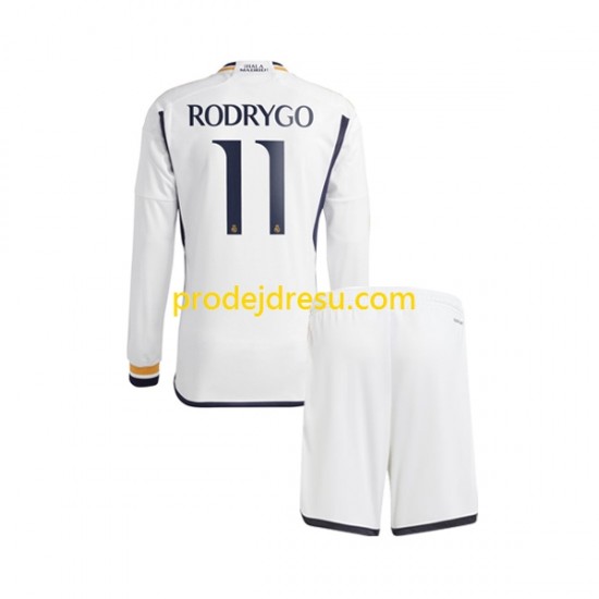 Real Madrid Dresy Fotbal Rodrygo Goes 11 Dětský Domácí 2023-2024 Dlouhý rukáv