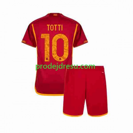 AS Řím Dresy Fotbal Totti 10 Dětský Domácí 2023-2024 Krátký rukáv