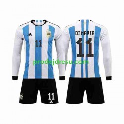 Argentina Dresy Fotbal 3 Stars Di Maria 11 Dětský Domácí World Cup 2022 Dlouhý rukáv