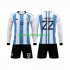 Argentina Dresy Fotbal 3 Stars Lautaro Martinez 22 Dětský Domácí World Cup 2022 Dlouhý rukáv