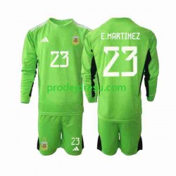 Argentina Dresy Fotbal Emiliano Martinez 23 Brankářské Dětský Domácí World Cup 2022 Dlouhý rukáv Argentina Dresy Fotbal Emiliano Martinez 23 Brankářské Dětský Domácí World Cup 2022 Dlouhý rukáv