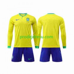 Brazílie Dresy Fotbal Dětský Domácí World Cup 2022 Dlouhý rukáv