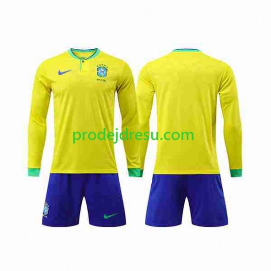 Brazílie Dresy Fotbal Dětský Domácí World Cup 2022 Dlouhý rukáv
