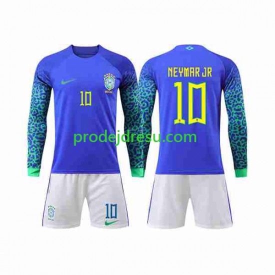 Brazílie Dresy Fotbal Neymar Jr 10 Dětský Venkovní World Cup 2022 Dlouhý rukáv