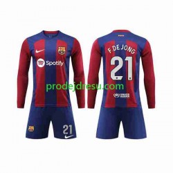 FC Barcelona Dresy Fotbal Frenkie de Jong 21 Dětský Domácí 2023-2024 Dlouhý rukáv