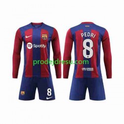 FC Barcelona Dresy Fotbal Pedri 8 Dětský Domácí 2023-2024 Dlouhý rukáv