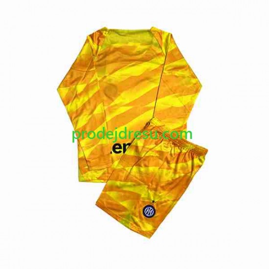 Inter Milán Dresy Fotbal Brankářské Dětský Domácí 2023-2024 Dlouhý rukáv