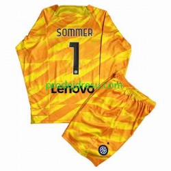 Inter Milán Dresy Fotbal Sommer 1 Brankářské Dětský Domácí 2023-2024 Dlouhý rukáv