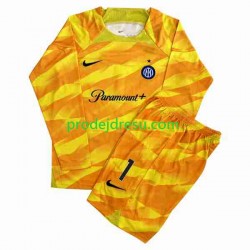 Inter Milán Dresy Fotbal Sommer 1 Brankářské Dětský Domácí 2023-2024 Dlouhý rukáv