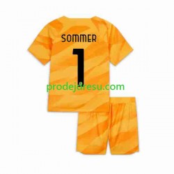 Inter Milán Dresy Fotbal Sommer 1 Brankářské Dětský Domácí 2023-2024 Krátký rukáv