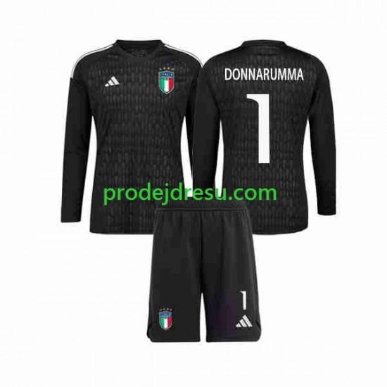 Itálie Dresy Fotbal Donnarumma 1 Brankářské Dětský Venkovní 2023 Dlouhý rukáv