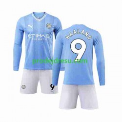 Manchester City Dresy Fotbal Haaland 9 Dětský Domácí 2023-2024 Dlouhý rukáv