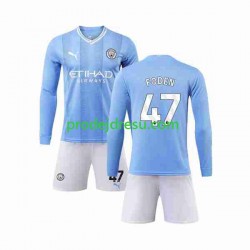 Manchester City Dresy Fotbal Phil Foden 47 Dětský Domácí 2023-2024 Dlouhý rukáv