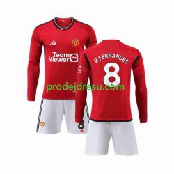 Manchester United Dresy Fotbal B Fernandes 8 Dětský Domácí 2023-2024 Dlouhý rukáv