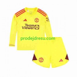Manchester United Dresy Fotbal Brankářské Dětský Domácí 2023-2024 Dlouhý rukáv