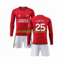 Manchester United Dresy Fotbal Sancho 25 Dětský Domácí 2023-2024 Dlouhý rukáv
