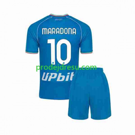SSC Neapol Dresy Fotbal Maradona 10 Dětský Domácí 2023-2024 Krátký rukáv