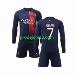 Paris Saint-Germain Dresy Fotbal Mbappé Kylian 7 Dětský Domácí 2023-2024 Dlouhý rukáv