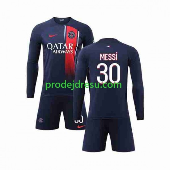 Paris Saint-Germain Dresy Fotbal Lionel Messi 30 Dětský Domácí 2023-2024 Dlouhý rukáv
