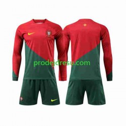 Portugalsko Dresy Fotbal Dětský Domácí World Cup 2022 Dlouhý rukáv