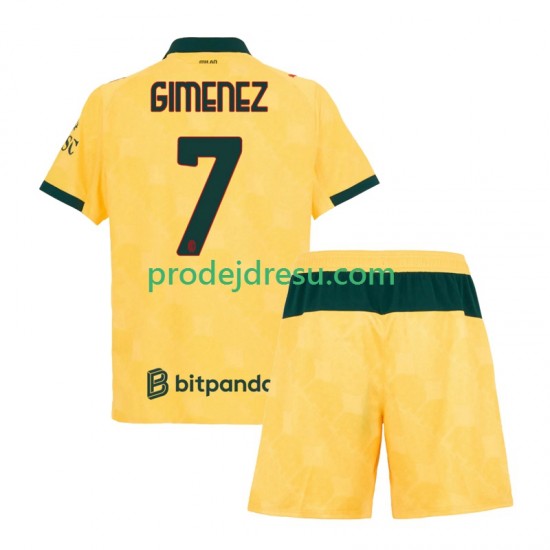 AC Milán Dresy Fotbal Santiago Gimenez 7 Dětský Alternativní 2025-2026 Krátký rukáv