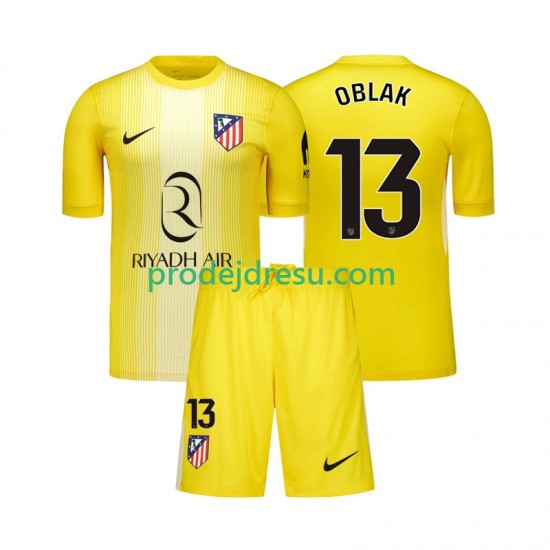Atlético Madrid Dresy Fotbal Jan Oblak 13 Brankářské Dětský Domácí 2025-2026 Krátký rukáv