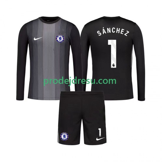 Chelsea Dresy Fotbal Robert Sanchez 1 Brankářské Dětský Domácí 2025-2026 Dlouhý rukáv
