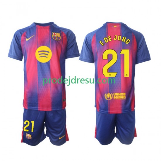 FC Barcelona Dresy Fotbal Frenkie de Jong 21 Dětský Domácí 2025-2026 Krátký rukáv