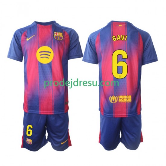 FC Barcelona Dresy Fotbal Gavi 6 Dětský Domácí 2025-2026 Krátký rukáv