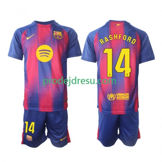 FC Barcelona Dresy Fotbal Marcus Rashford 14 Dětský Domácí 2025-2026 Krátký rukáv