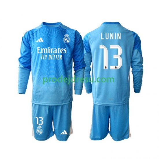 Real Madrid Dresy Fotbal Andriy Lunin 13 Brankářské Dětský Domácí 2025-2026 Dlouhý rukáv