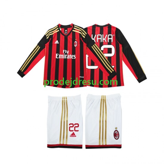 AC Milán Dresy Fotbal Kaka 22 2013 2014 Retro Dětský Domácí Dlouhý rukáv