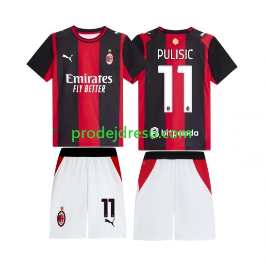 AC Milán Dresy Fotbal Pulisic 11 Dětský Domácí 2026-2027 Krátký rukáv