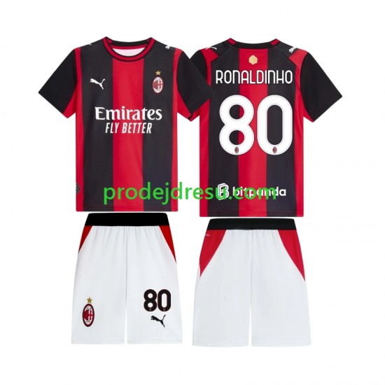AC Milán Dresy Fotbal Ronaldinho 80 Dětský Domácí 2026-2027 Krátký rukáv