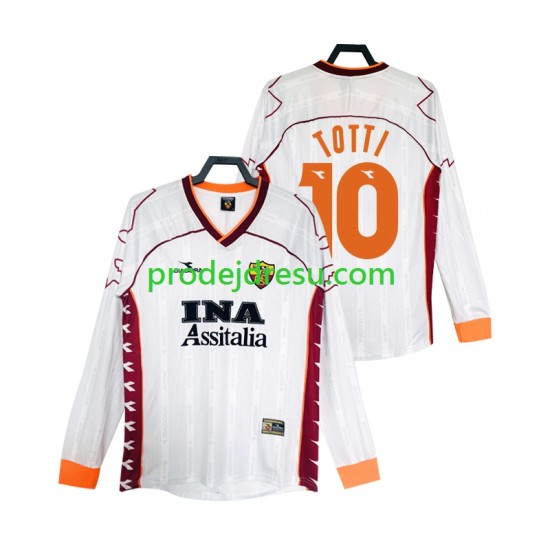 AS Řím Dresy Fotbal Totti 10 2000 Retro Muž Venkovní 1999 Dlouhý rukáv
