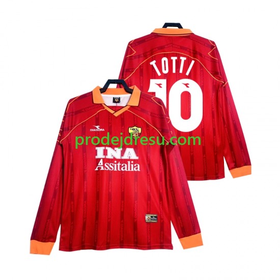 AS Řím Dresy Fotbal Totti 10 2000 Retro Muž Domácí 1999 Dlouhý rukáv