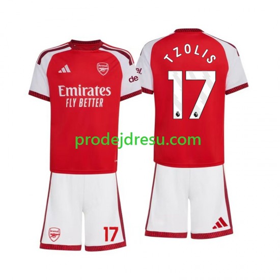 Arsenal Dresy Fotbal Christos Tzolis 17 Dětský Domácí 2026-2027 Krátký rukáv